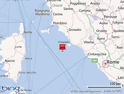 le repère indique l'ile du GIGLIO